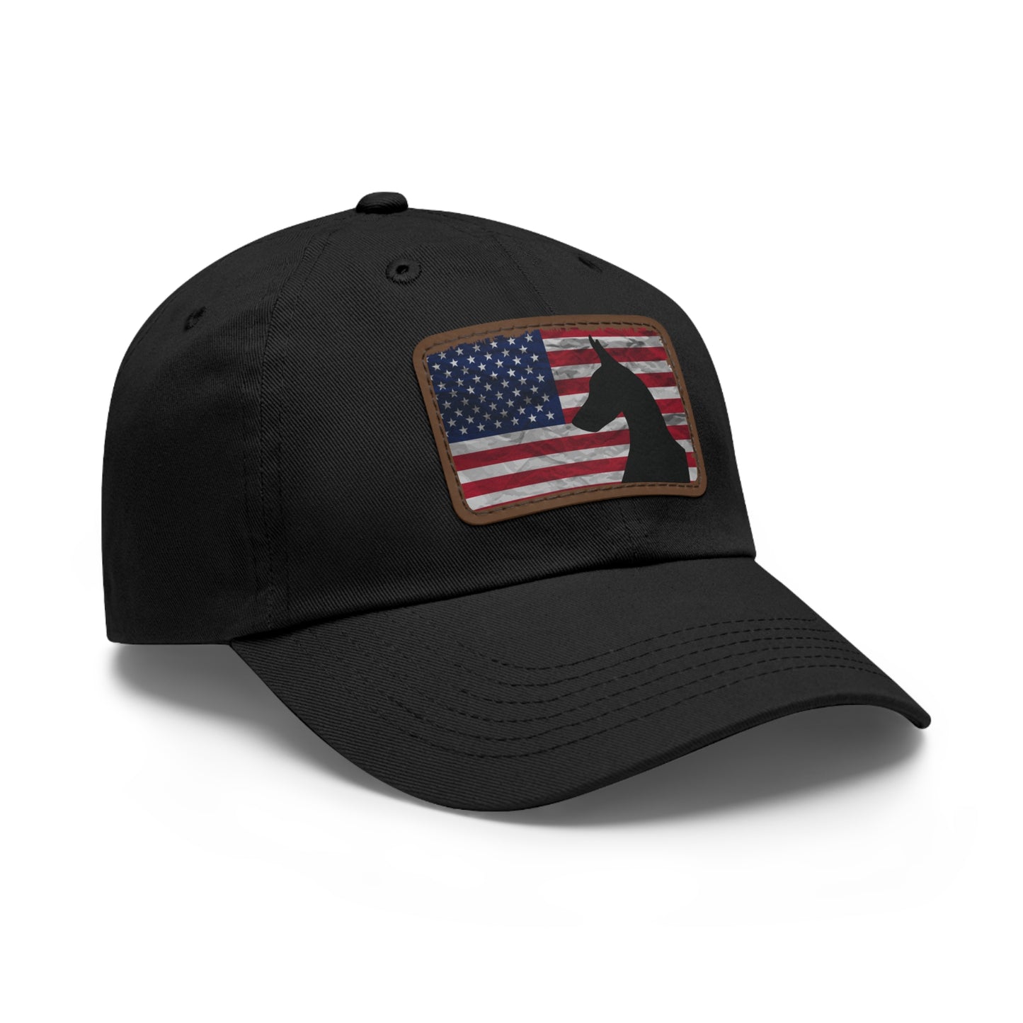 USA 1 Dad Hat with Leather Patch (Rectangle)