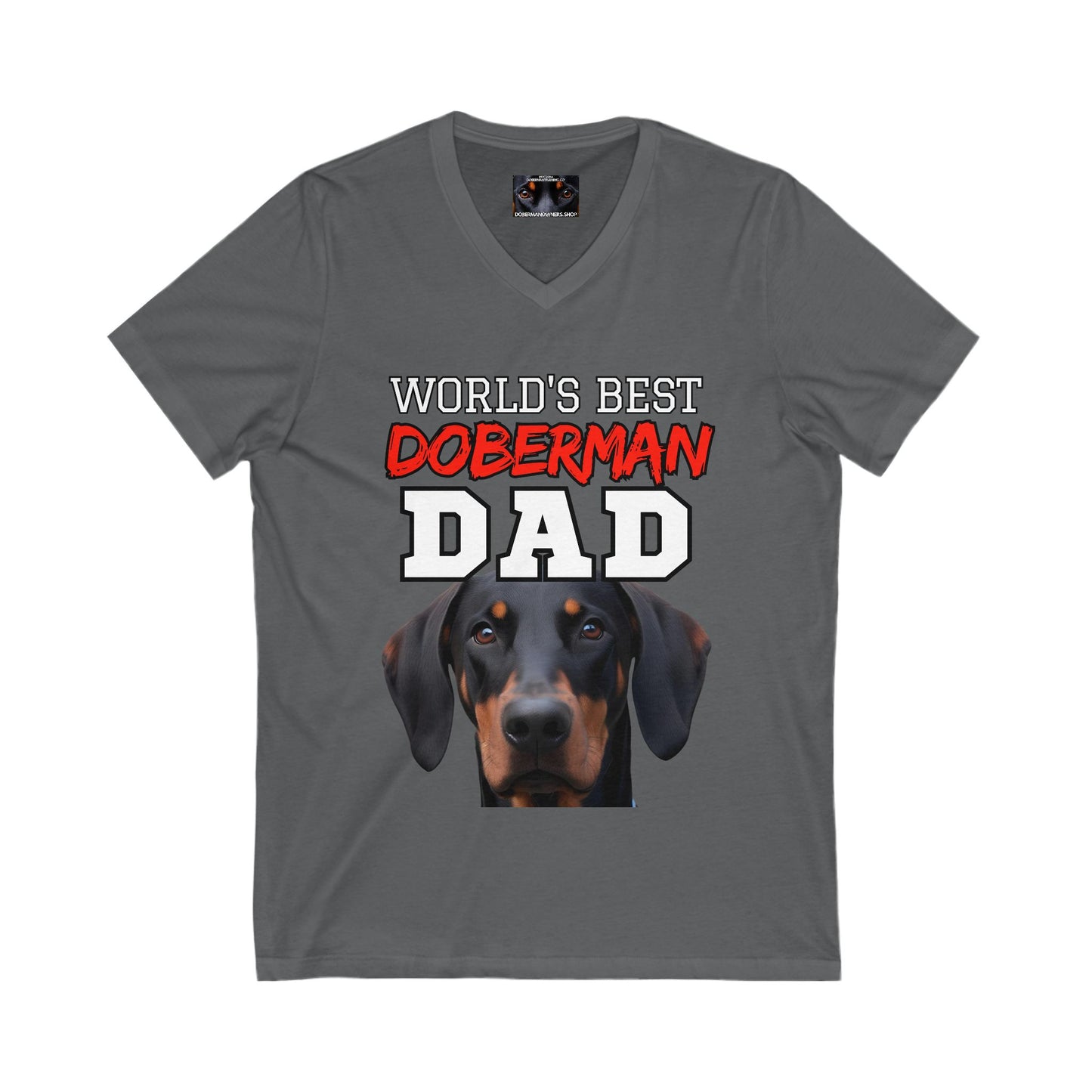 Doberman Dad S3 Private Label Unisex Jersey Short Sleeve V-Neck Tee