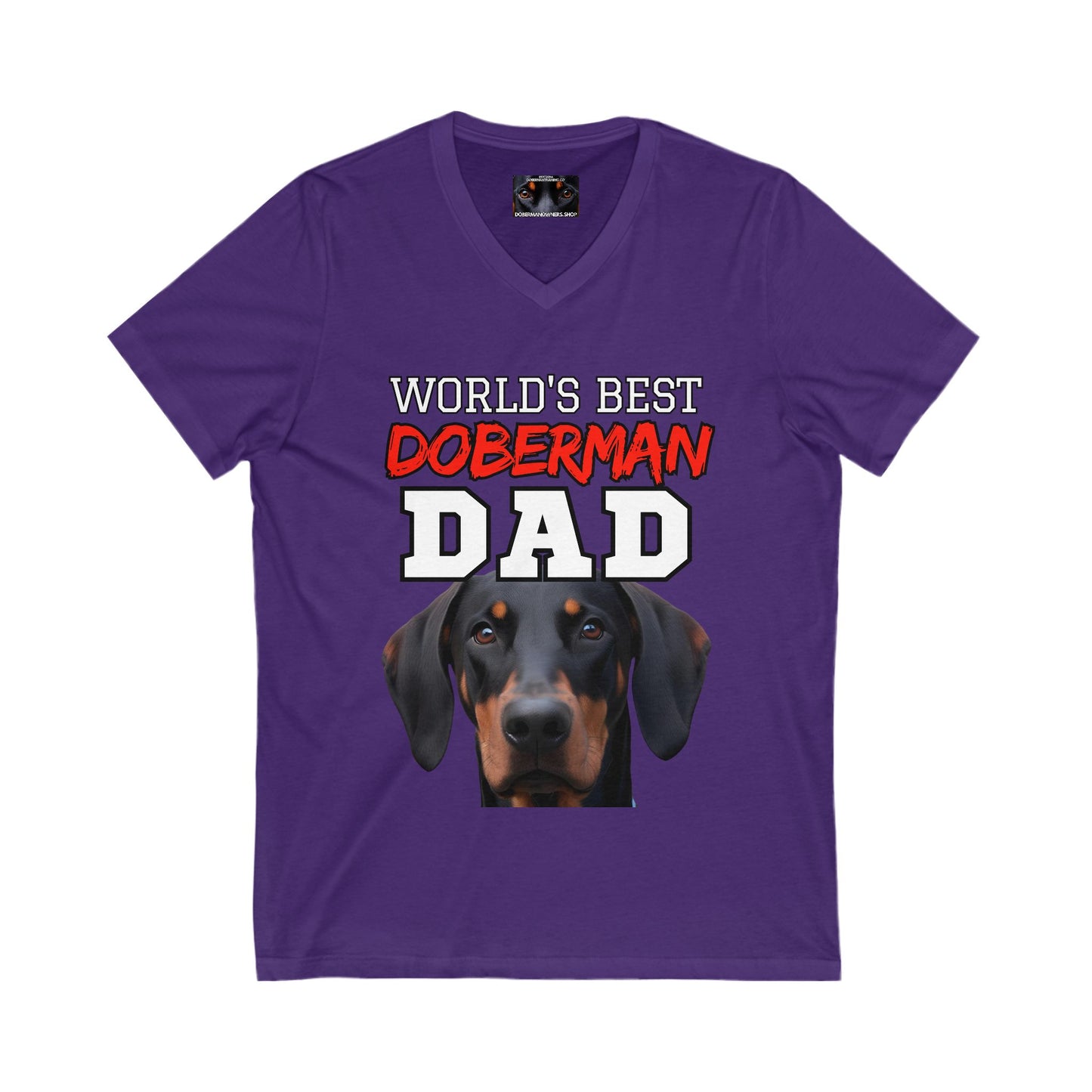 Doberman Dad S3 Private Label Unisex Jersey Short Sleeve V-Neck Tee