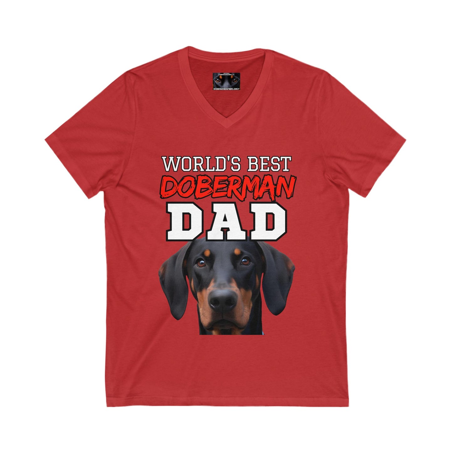 Doberman Dad S3 Private Label Unisex Jersey Short Sleeve V-Neck Tee