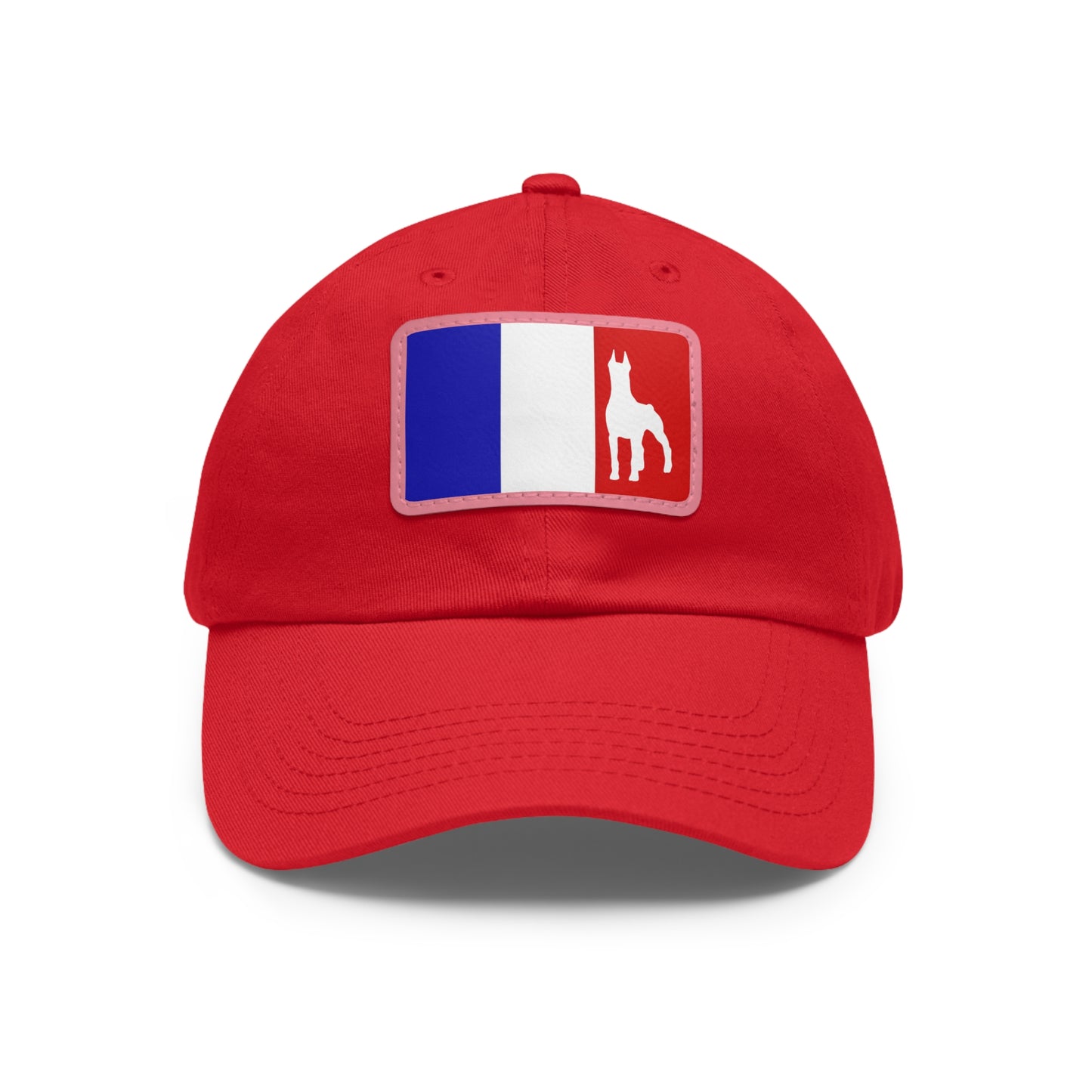 Doberman France Protect 1 Dad Hat with Leather Patch (Rectangle)