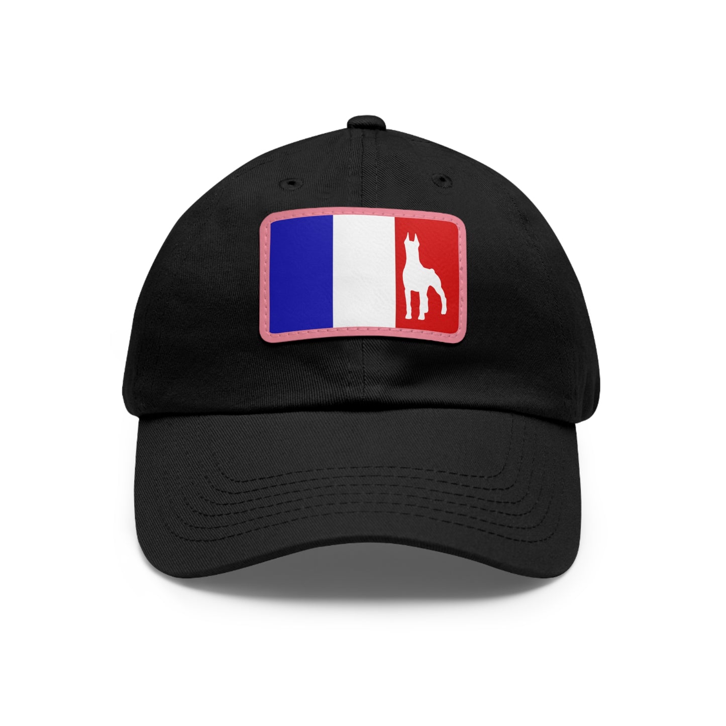 Doberman France Protect 1 Dad Hat with Leather Patch (Rectangle)