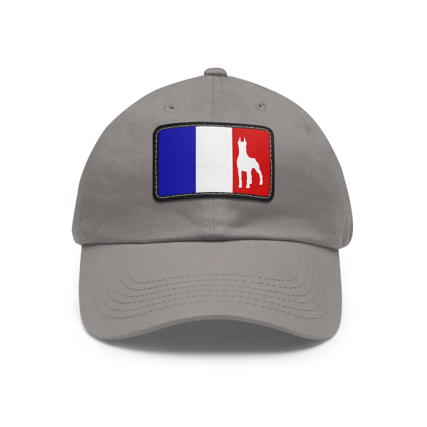 Doberman France Protect 1 Dad Hat with Leather Patch (Rectangle)