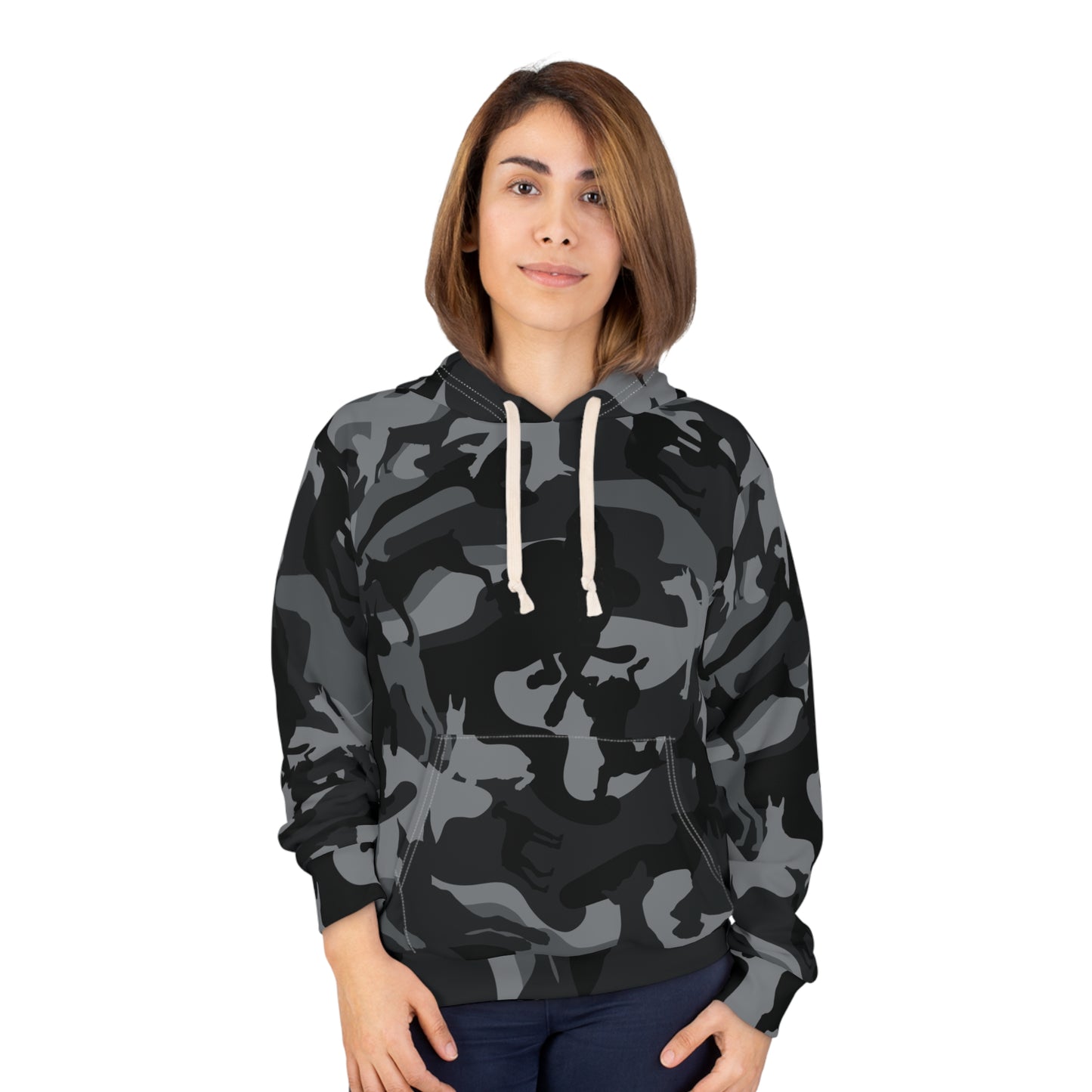 Doberman Camo 11 Unisex Pullover Hoodie (AOP)