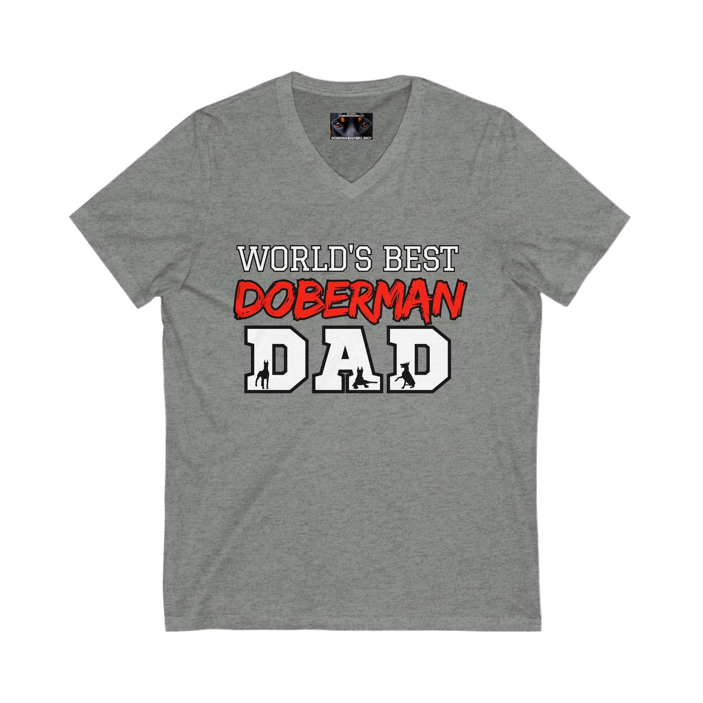 Doberman Dad S1 Private Label Unisex Jersey Short Sleeve V-Neck Tee