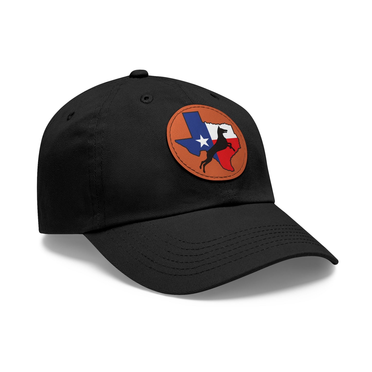 Texas 1 Dad Hat with Leather Patch (Round)