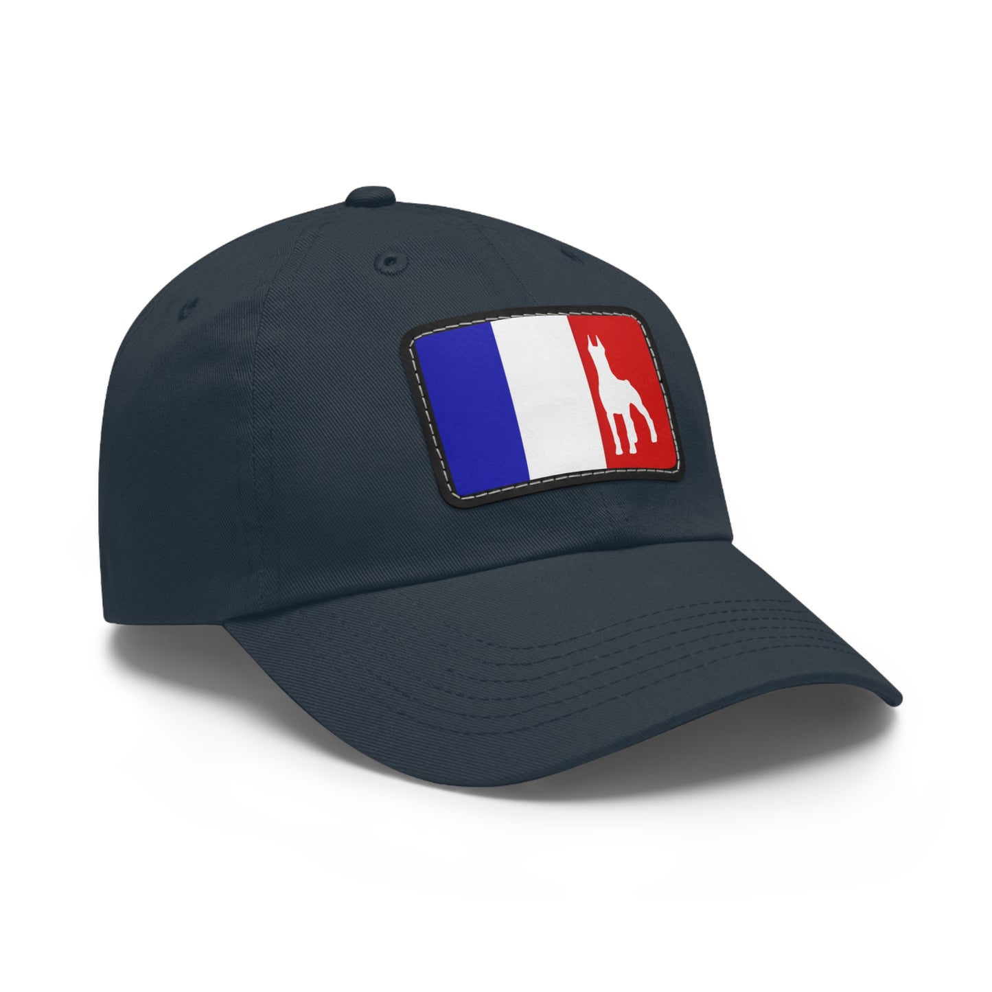 Doberman France Protect 1 Dad Hat with Leather Patch (Rectangle)