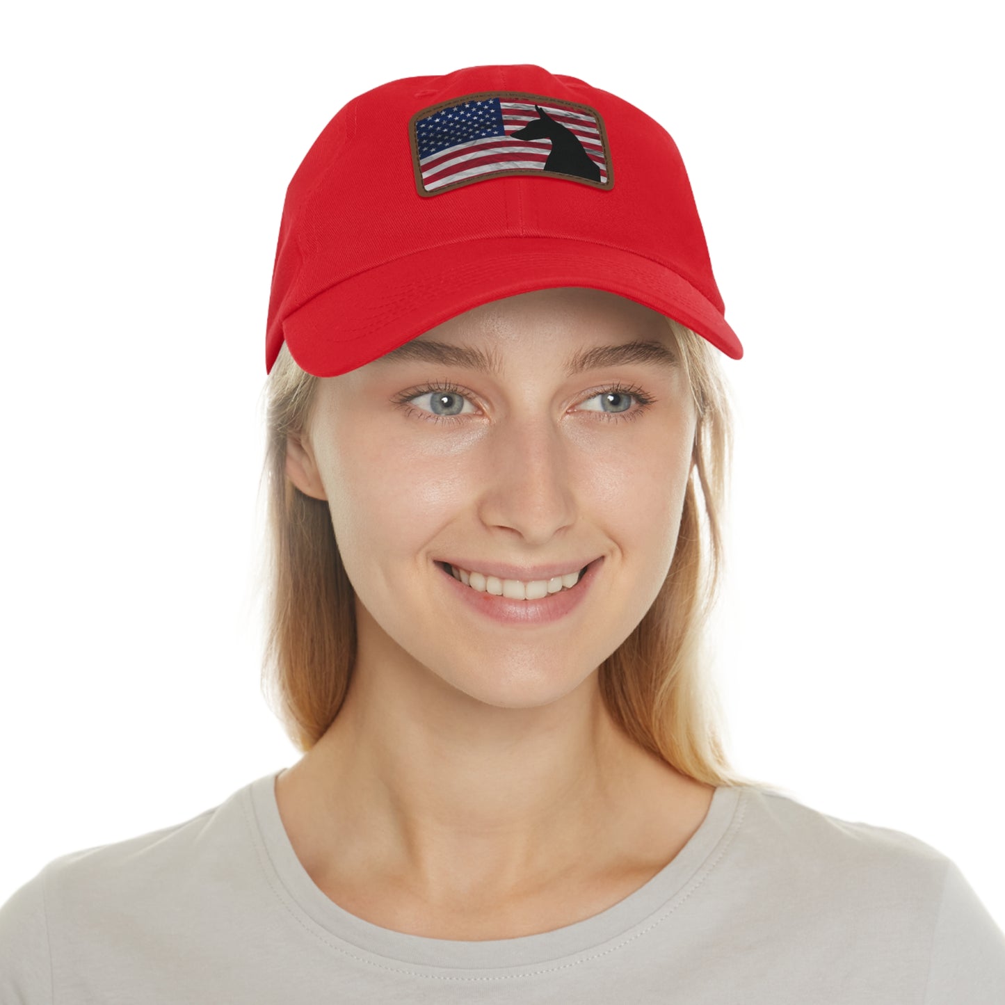 USA 1 Dad Hat with Leather Patch (Rectangle)