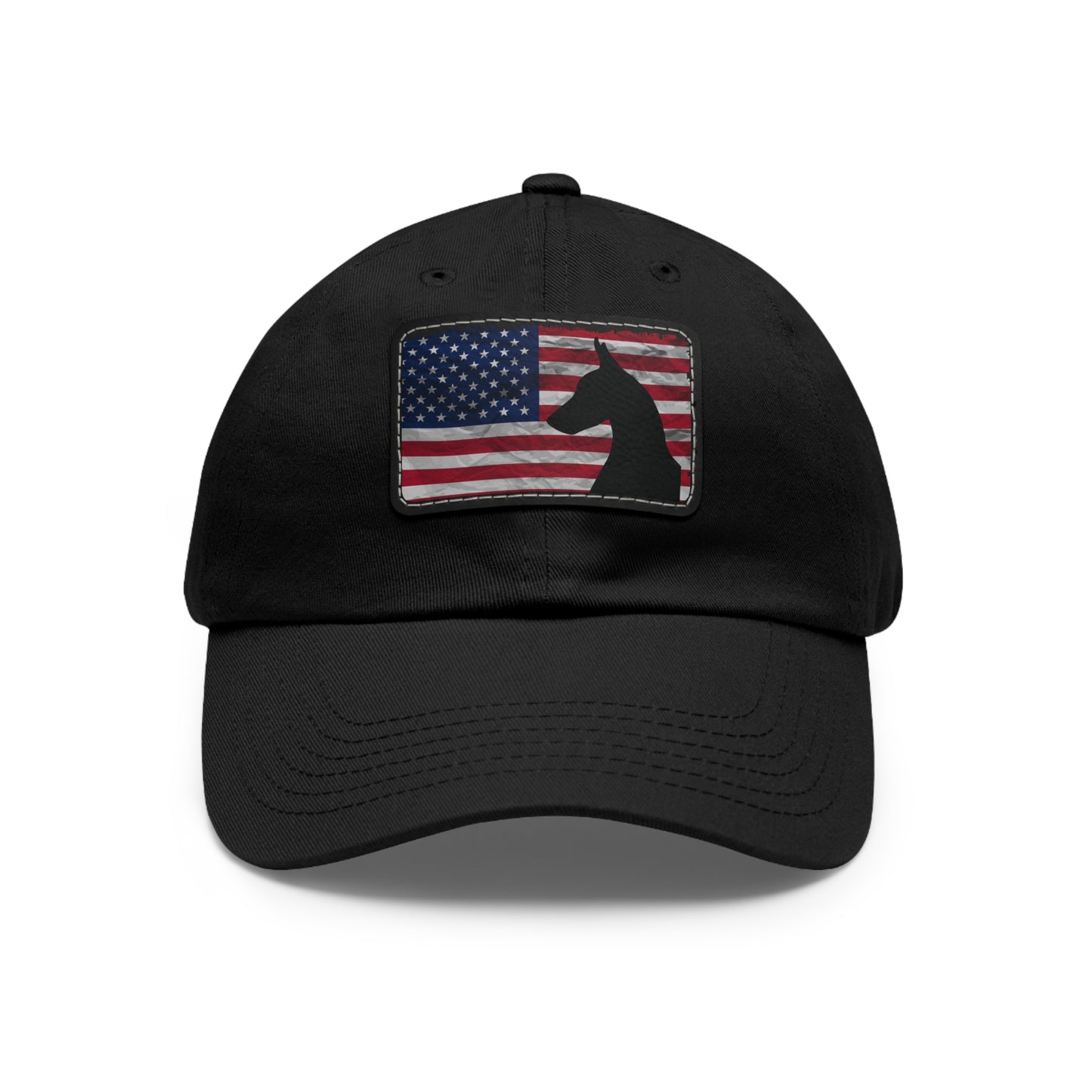USA 1 Dad Hat with Leather Patch (Rectangle)