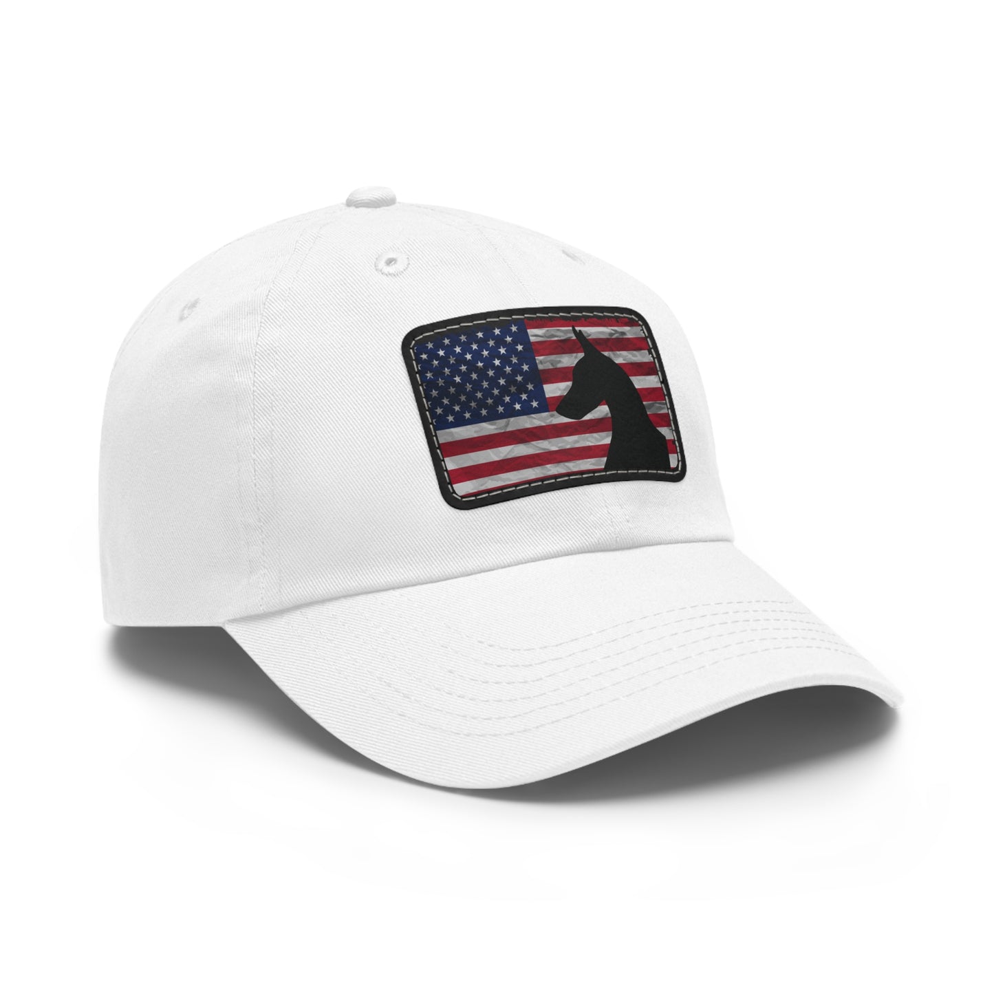 USA 1 Dad Hat with Leather Patch (Rectangle)