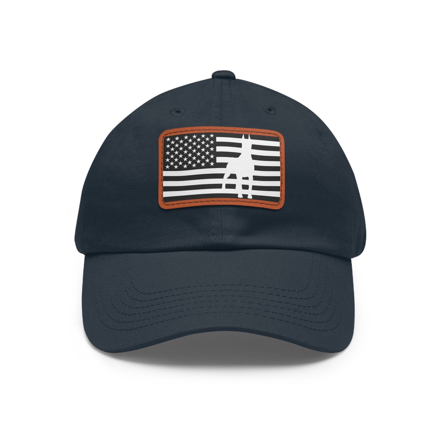 Doberman Protect 1 Dad Hat with Leather Patch (Rectangle)