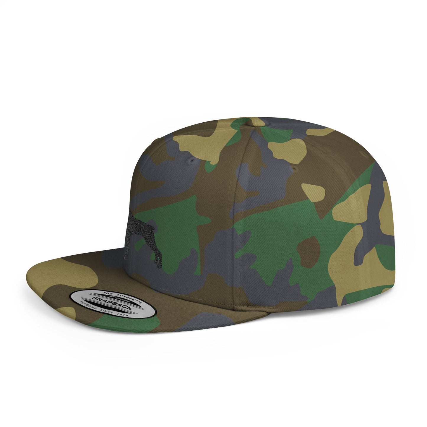 Custom Dog Silhouette Flat Bill Snapback Cap - Stylish Pet Lover Hat