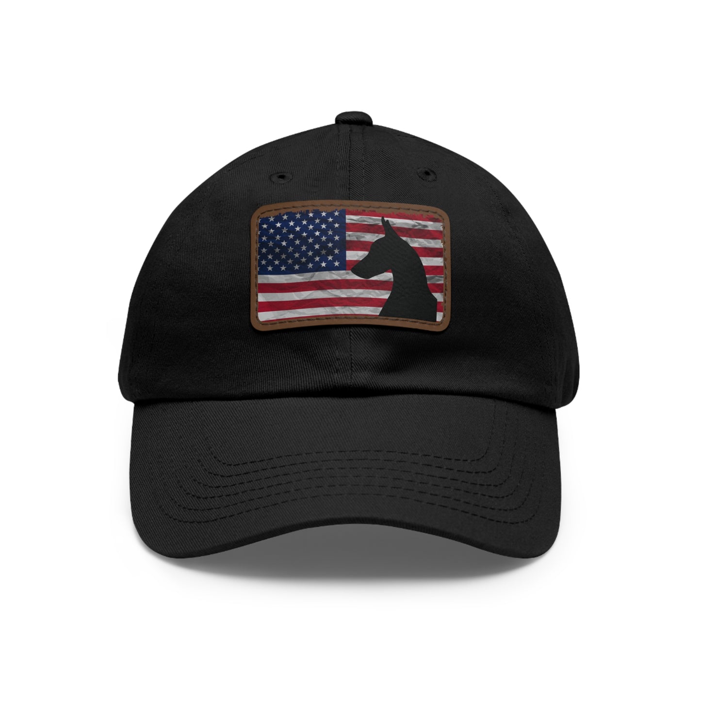 USA 1 Dad Hat with Leather Patch (Rectangle)