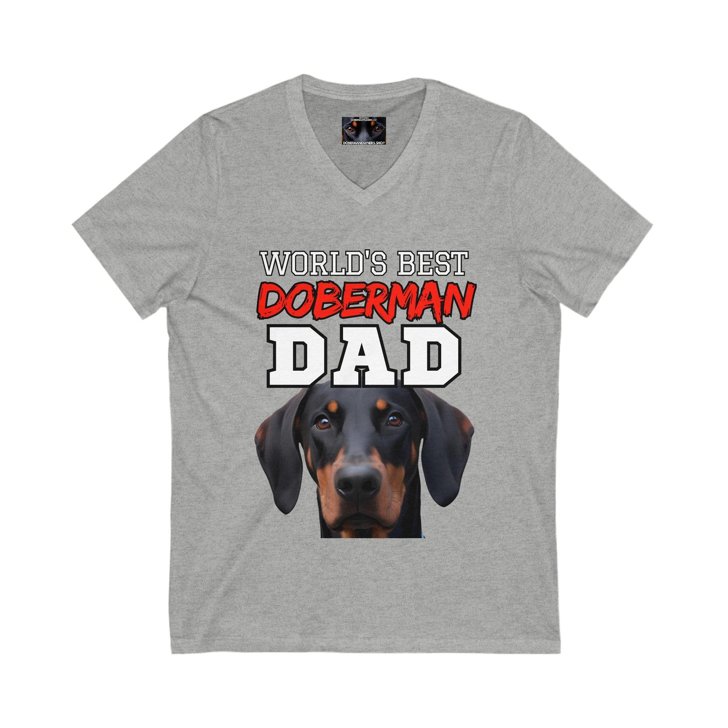 Doberman Dad S3 Private Label Unisex Jersey Short Sleeve V-Neck Tee