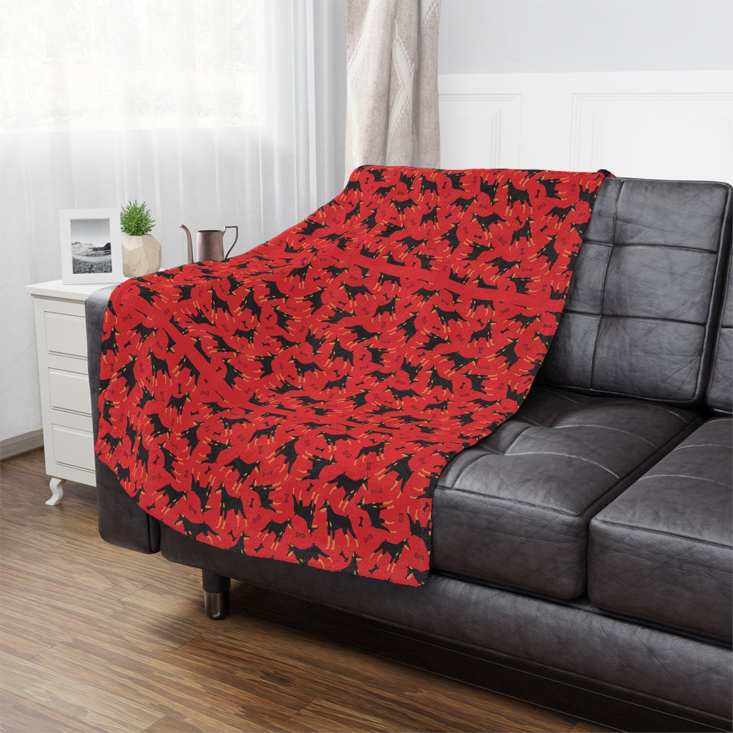 AOP Dobie 1 Minky Blanket, Soft Throw Blanket, Warm Plush Blanket