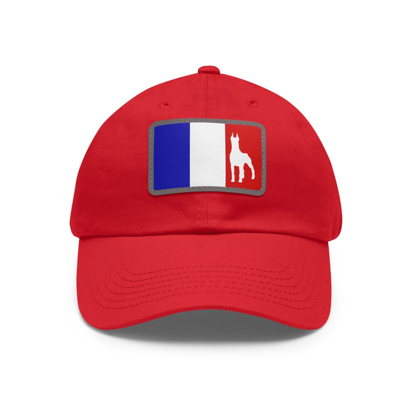 Doberman France Protect 1 Dad Hat with Leather Patch (Rectangle)