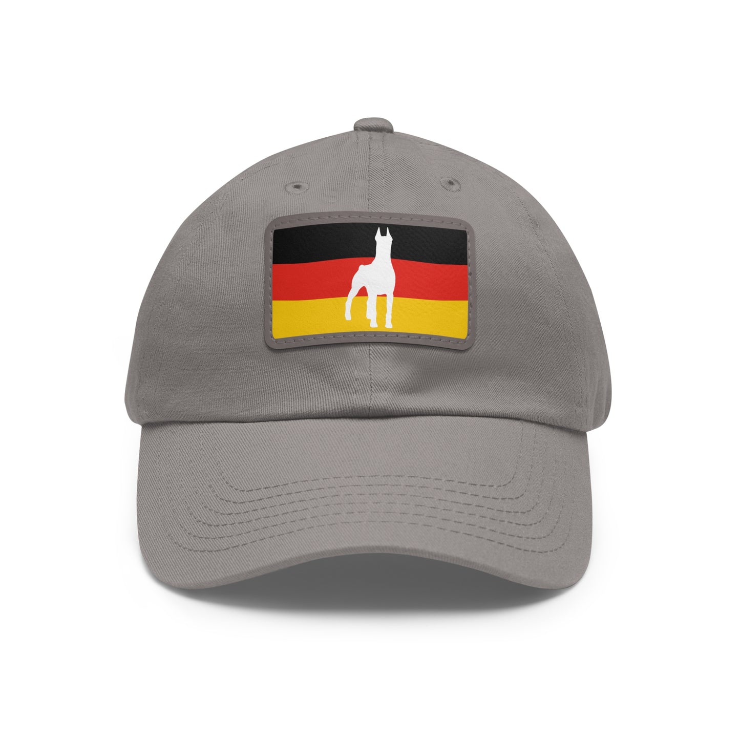Doberman Germany Protect 1 Dad Hat with Leather Patch (Rectangle)