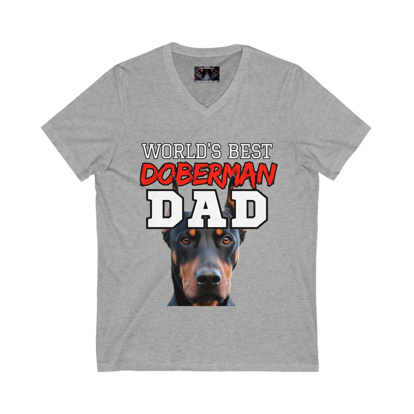 Doberman Dad S2 Private Label Unisex Jersey Short Sleeve V-Neck Tee
