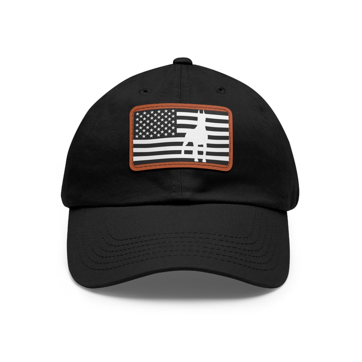 Doberman Protect 1 Dad Hat with Leather Patch (Rectangle)