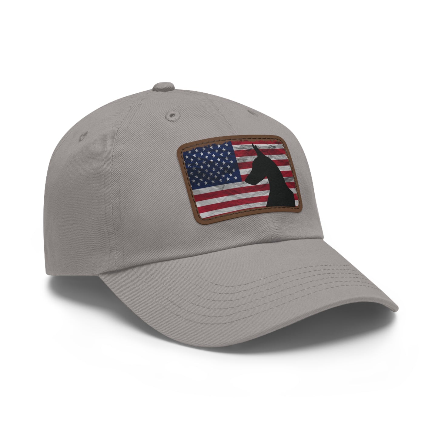 USA 1 Dad Hat with Leather Patch (Rectangle)