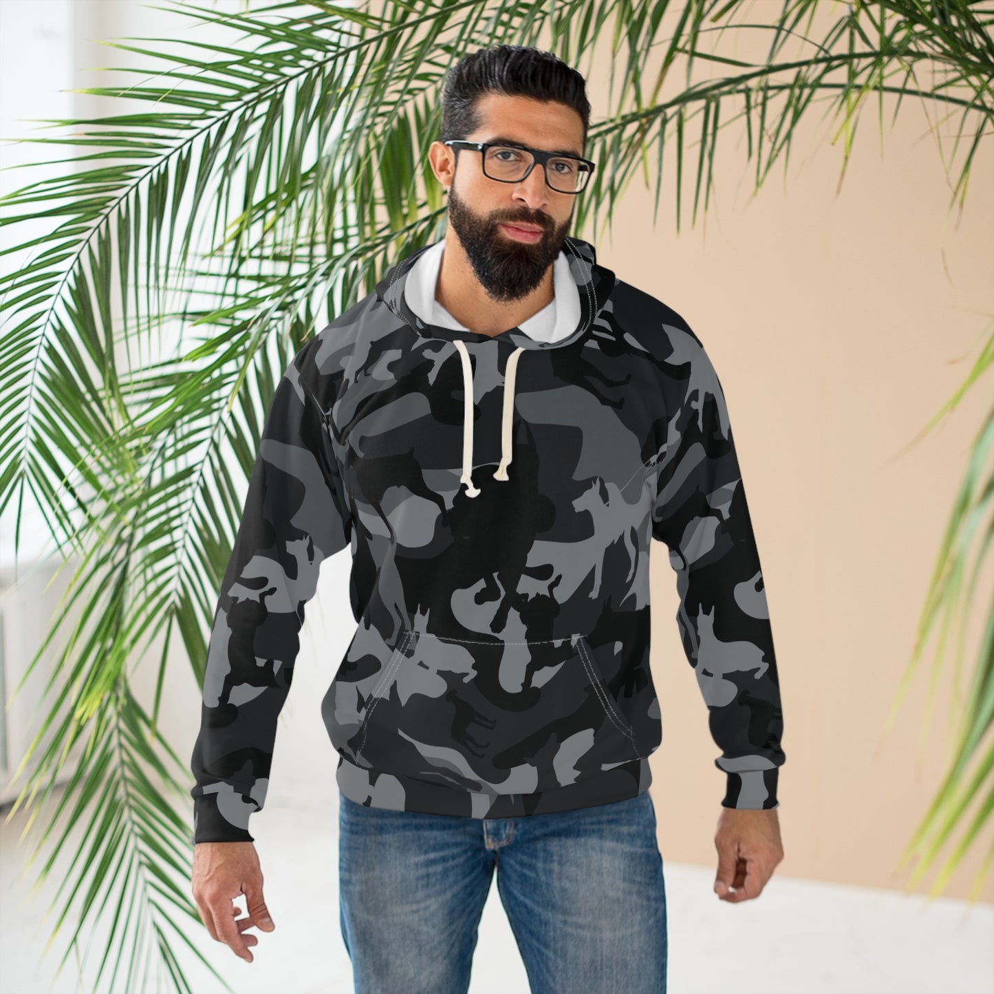 Doberman Camo 11 Unisex Pullover Hoodie (AOP)