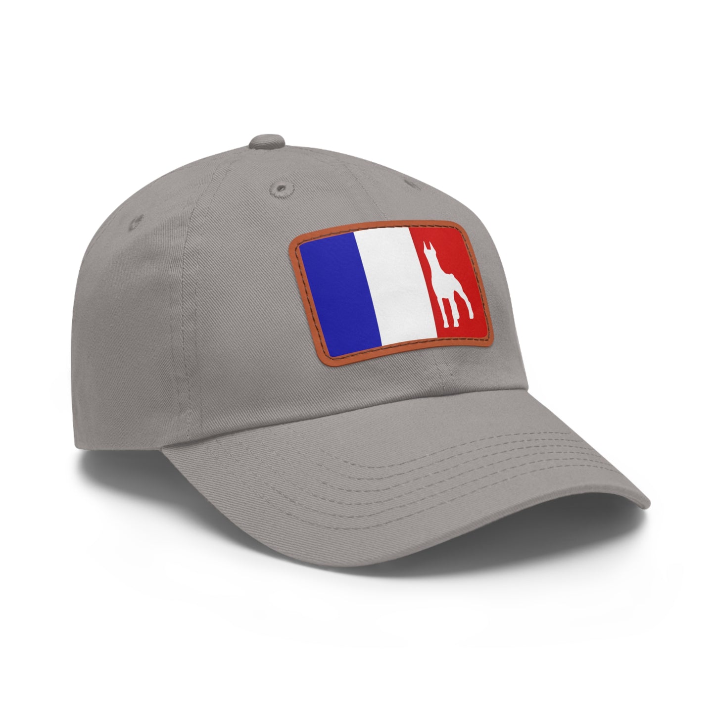 Doberman France Protect 1 Dad Hat with Leather Patch (Rectangle)