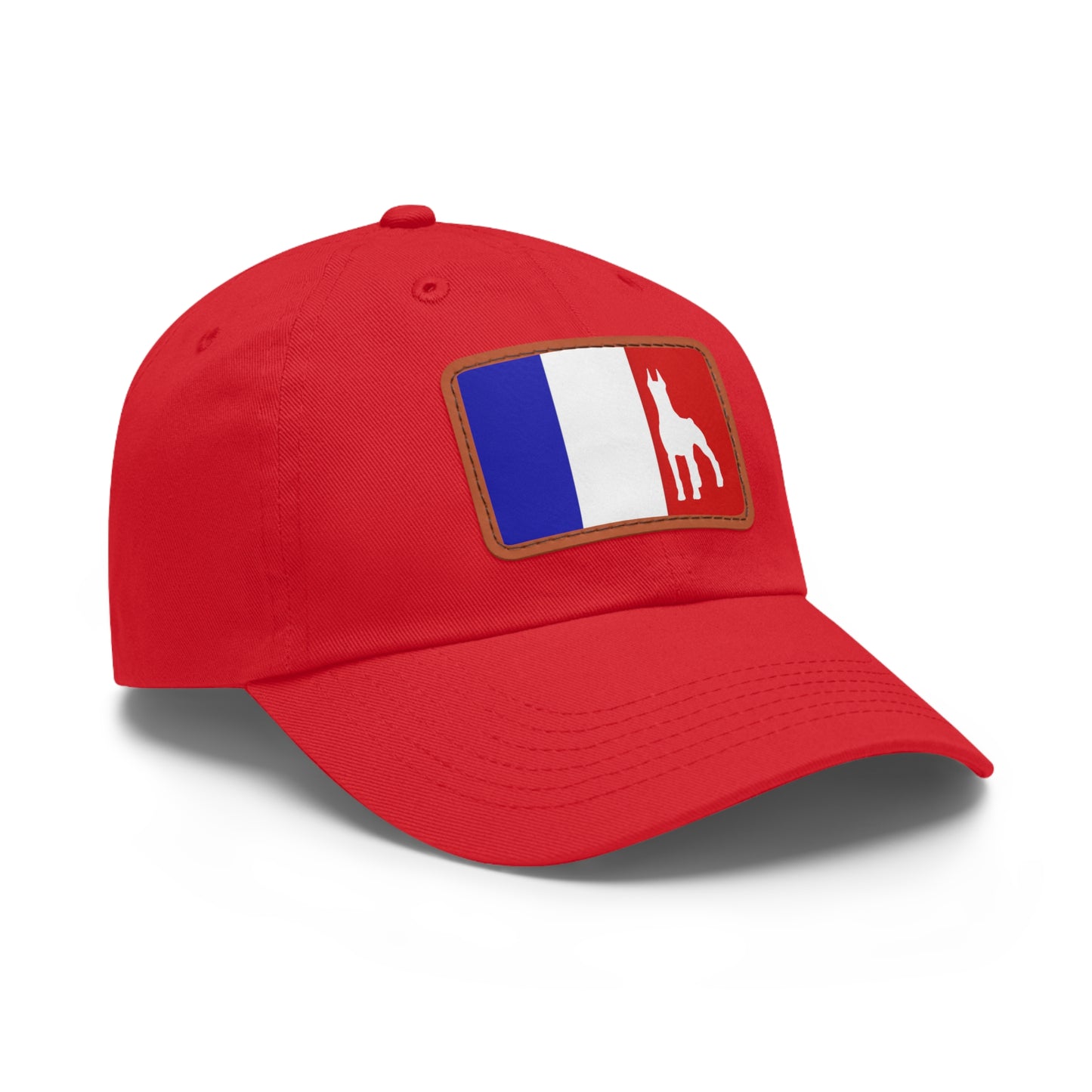 Doberman France Protect 1 Dad Hat with Leather Patch (Rectangle)
