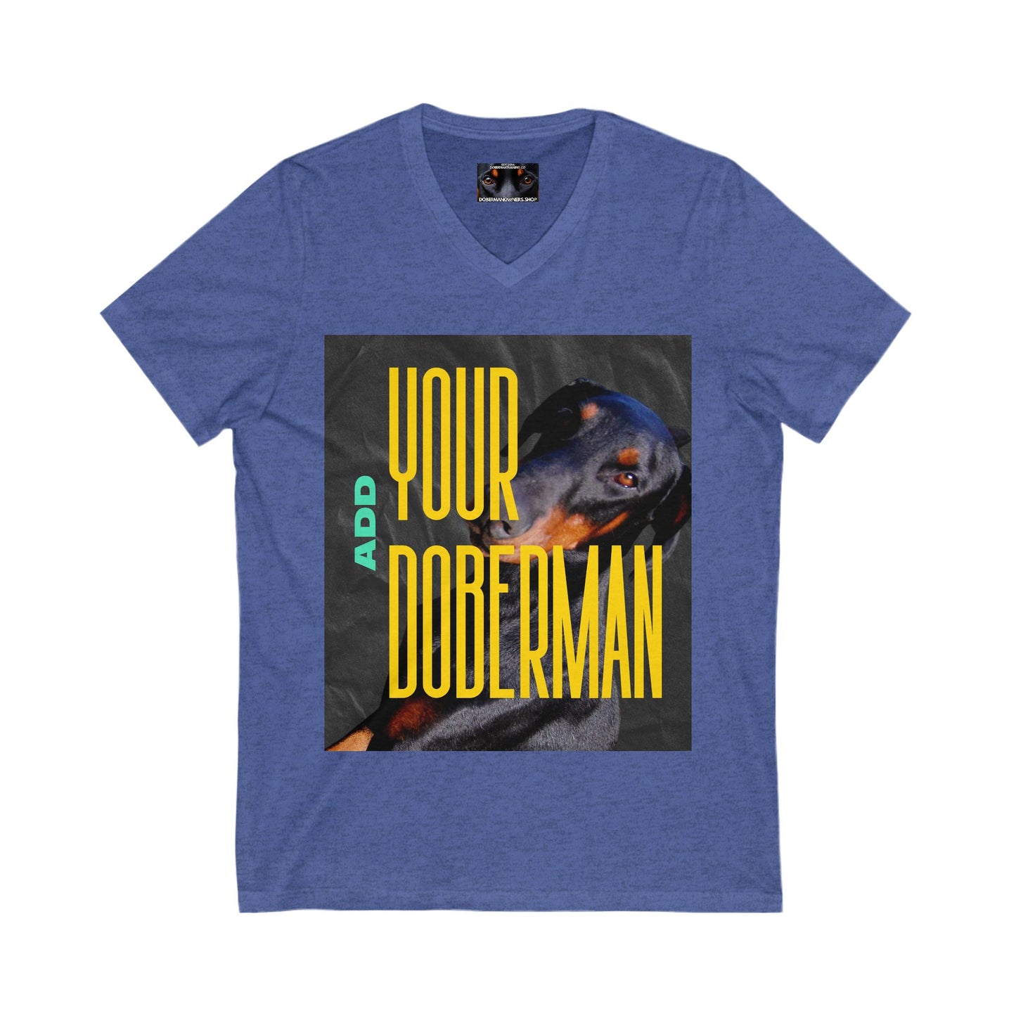 Add your own Doberman Private Label Unisex Jersey Short Sleeve V-Neck Tee