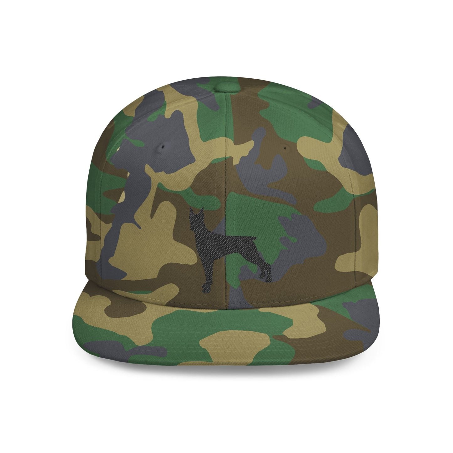 Custom Dog Silhouette Flat Bill Snapback Cap - Stylish Pet Lover Hat