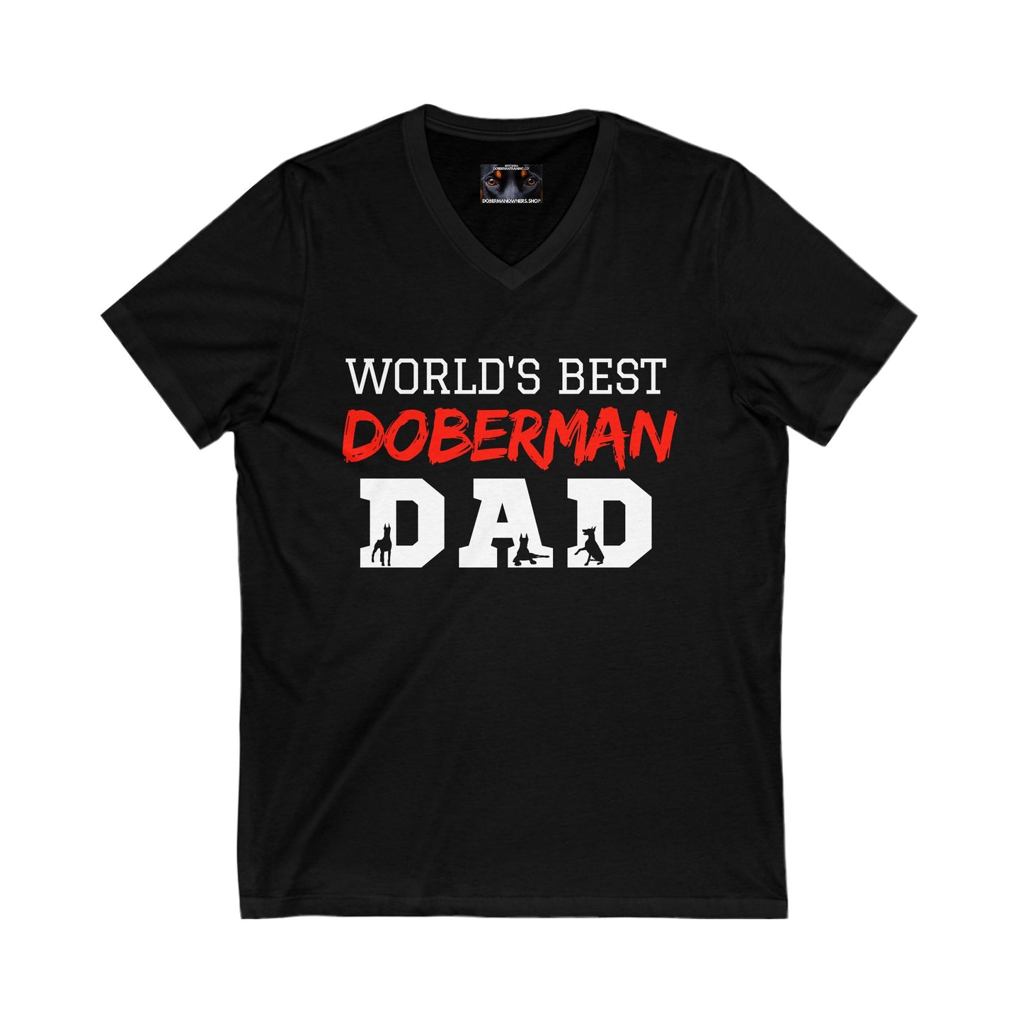 Doberman Dad S1 Private Label Unisex Jersey Short Sleeve V-Neck Tee