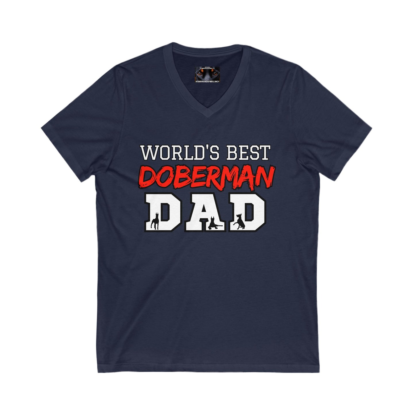 Doberman Dad S1 Private Label Unisex Jersey Short Sleeve V-Neck Tee