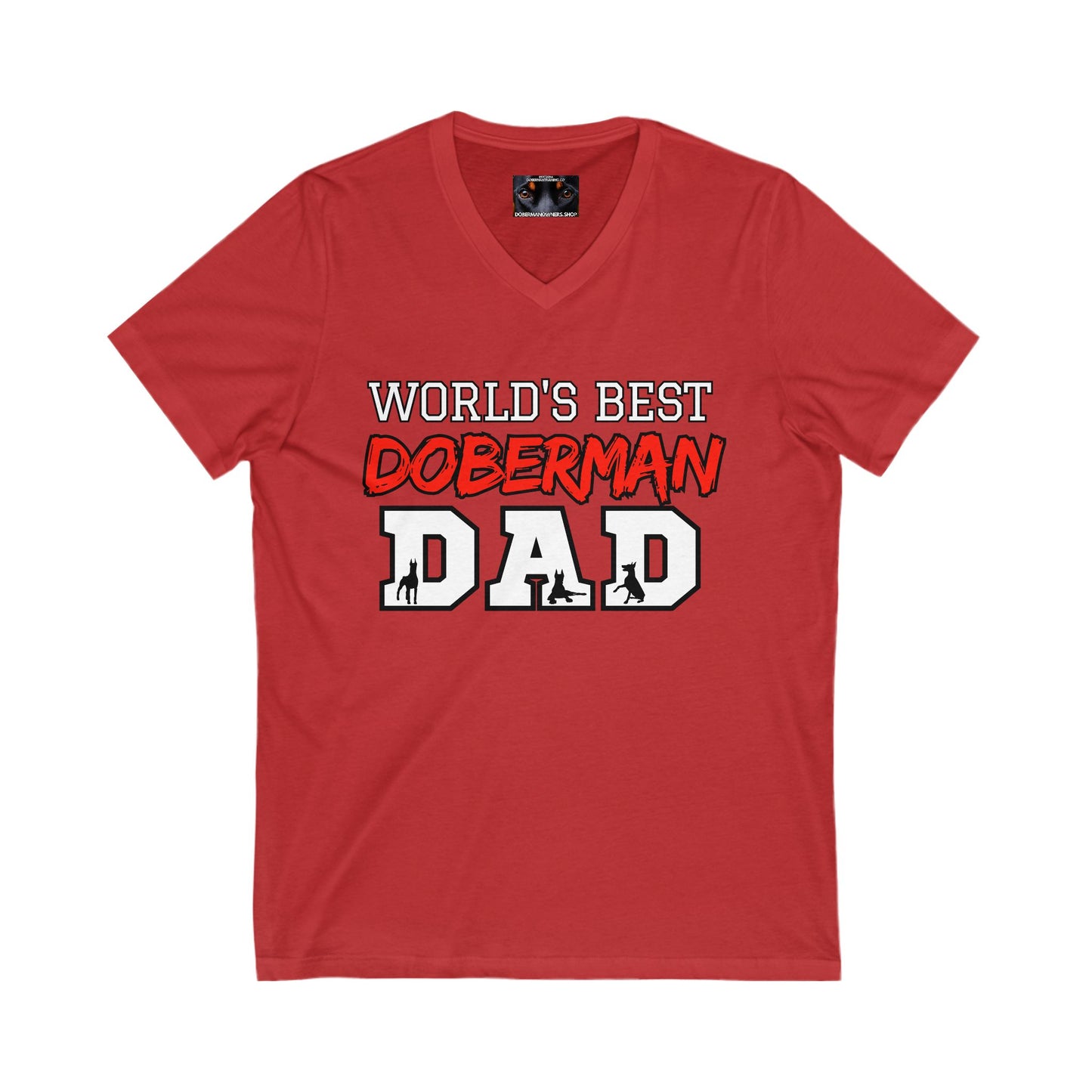 Doberman Dad S1 Private Label Unisex Jersey Short Sleeve V-Neck Tee