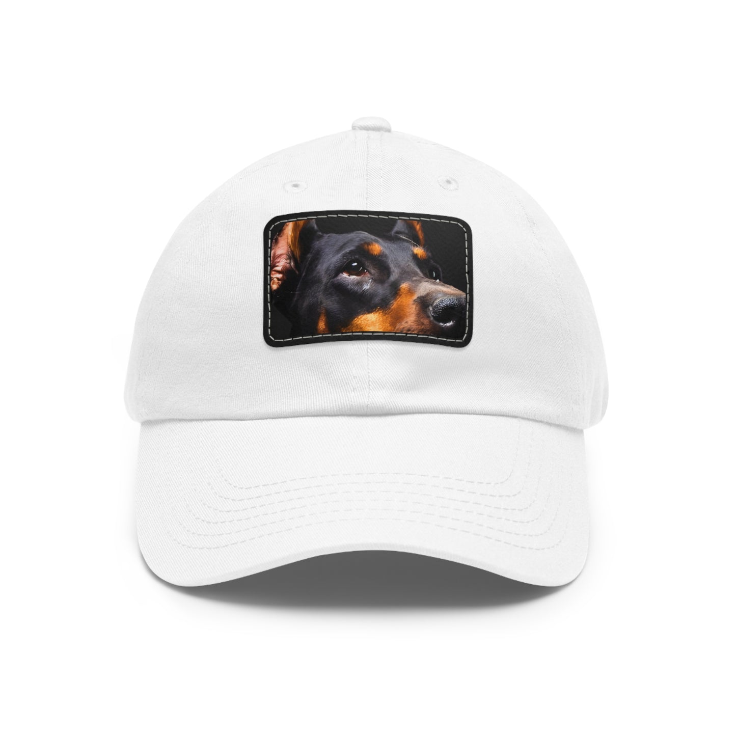 Doberman 3 B Dad Hat with Leather Patch (Rectangle)