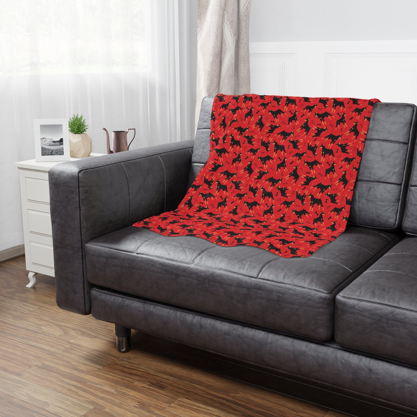 AOP Dobie 1 Minky Blanket, Soft Throw Blanket, Warm Plush Blanket