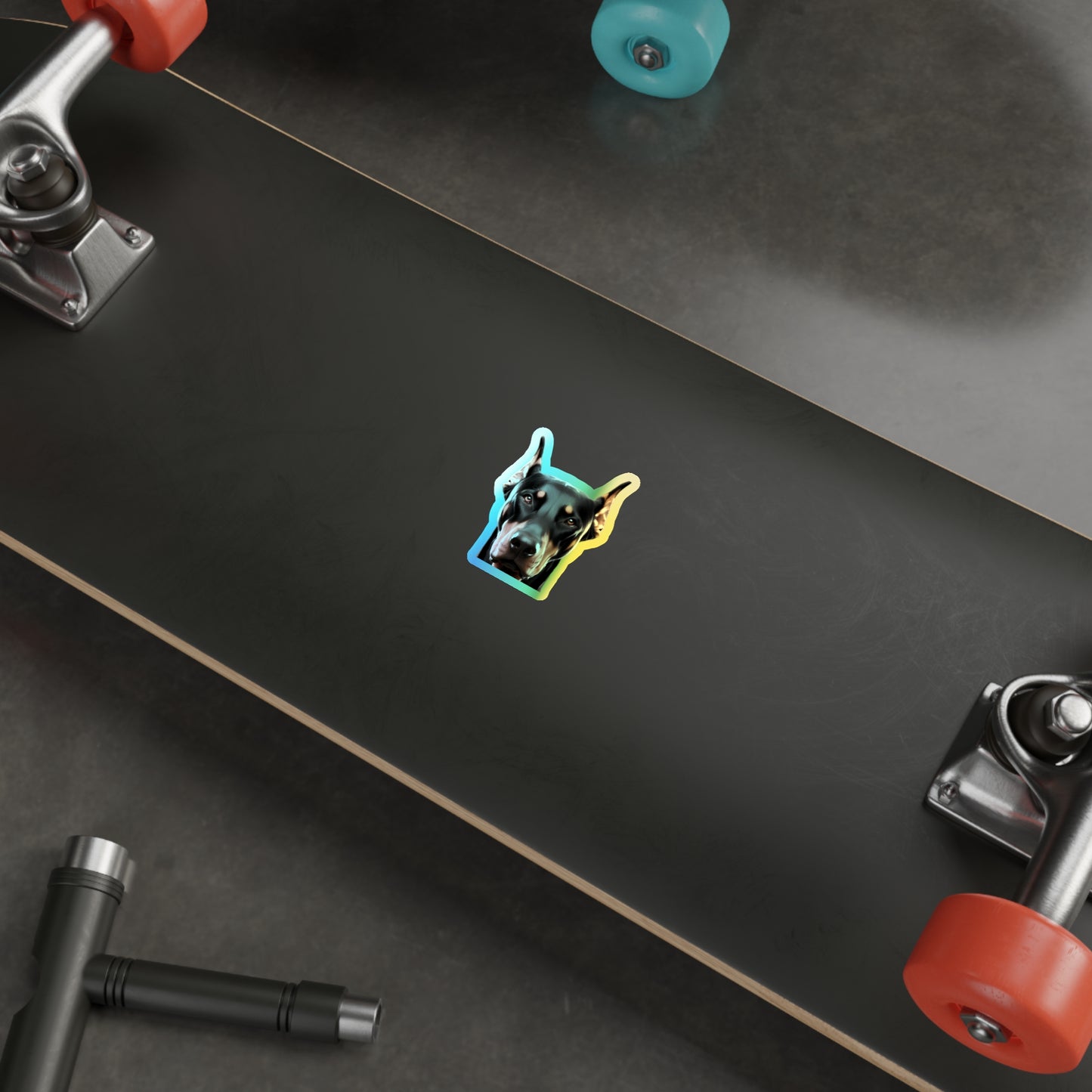Custom Vivid Holographic Doberman Stickers - Eye-Catching Die-Cut Design