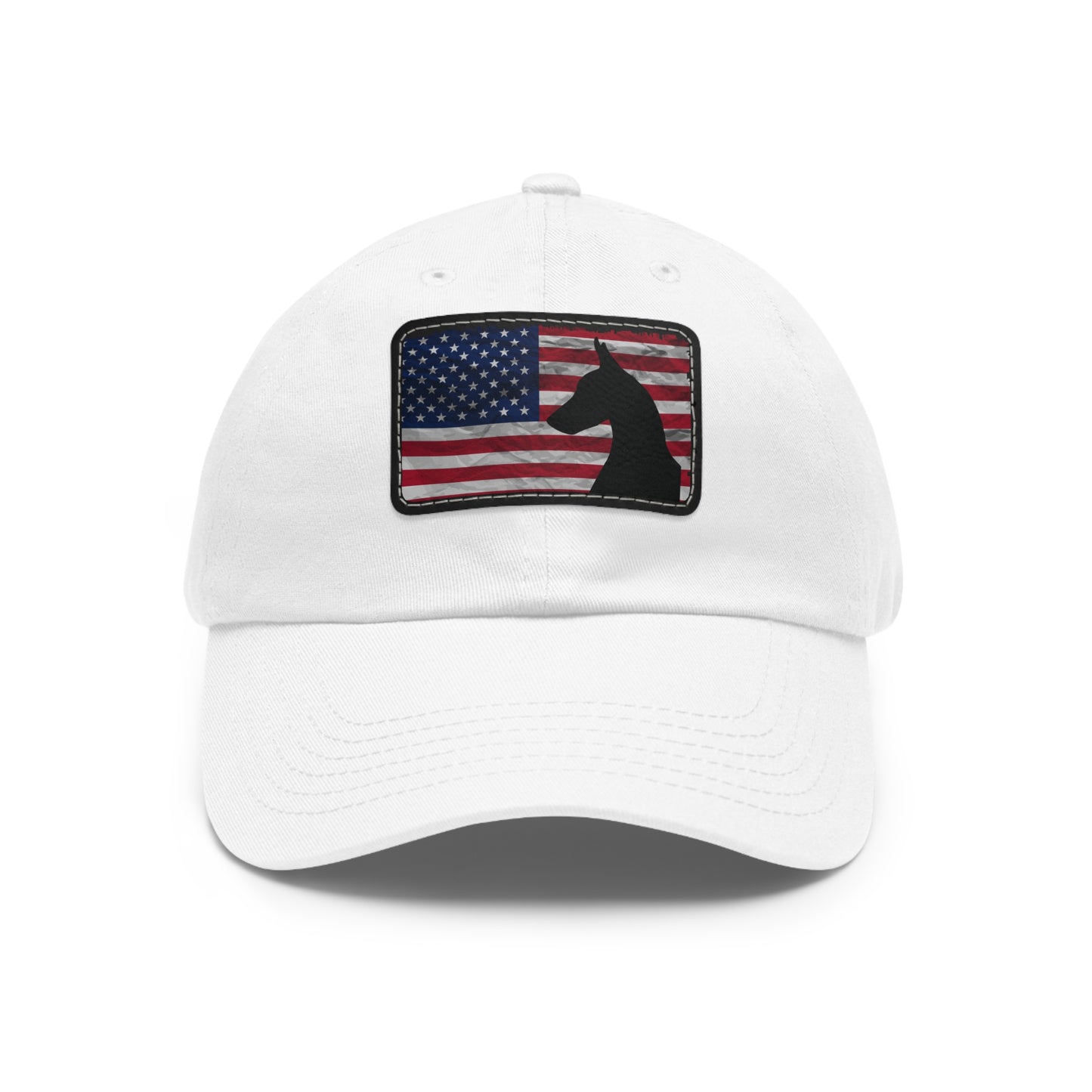 USA 1 Dad Hat with Leather Patch (Rectangle)