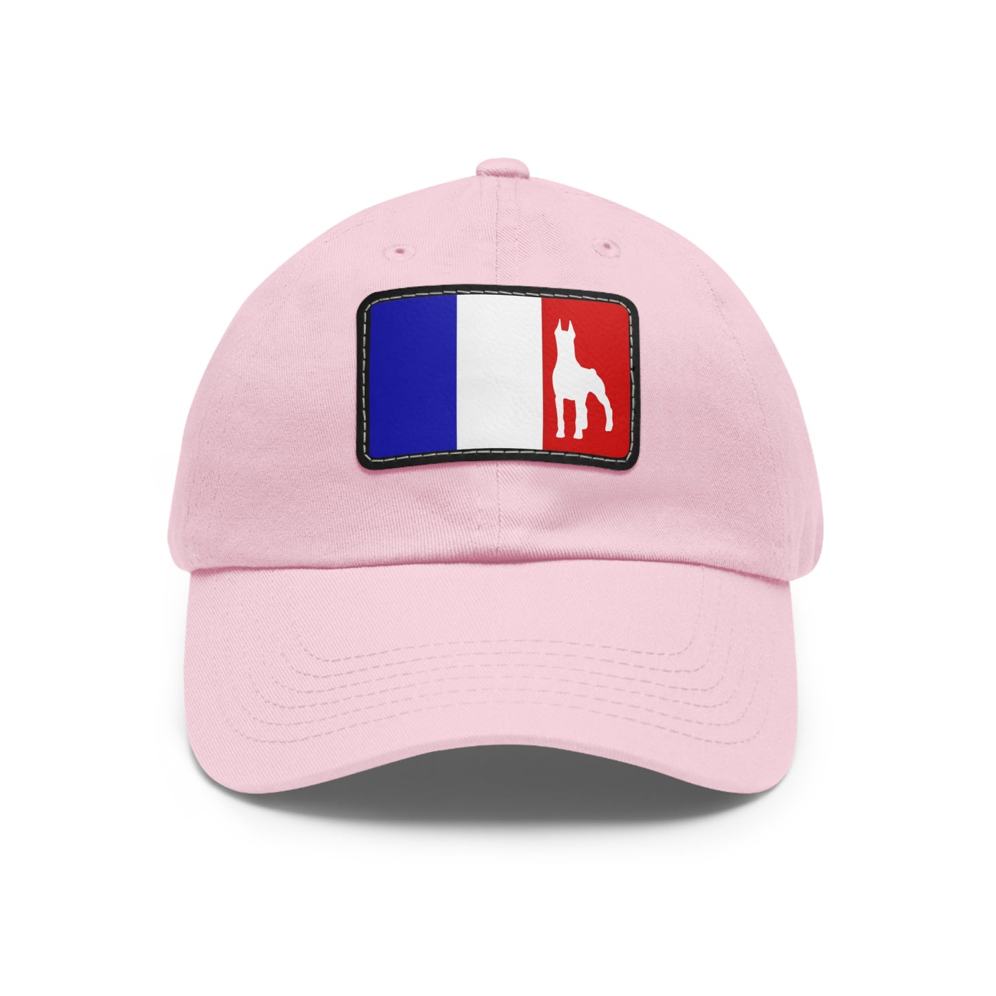 Doberman France Protect 1 Dad Hat with Leather Patch (Rectangle)