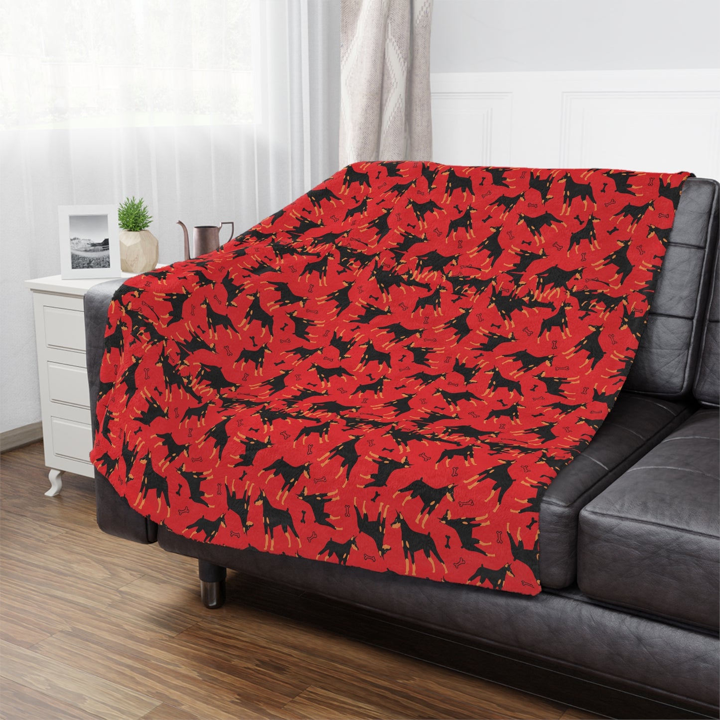 AOP Dobie 1 Minky Blanket, Soft Throw Blanket, Warm Plush Blanket