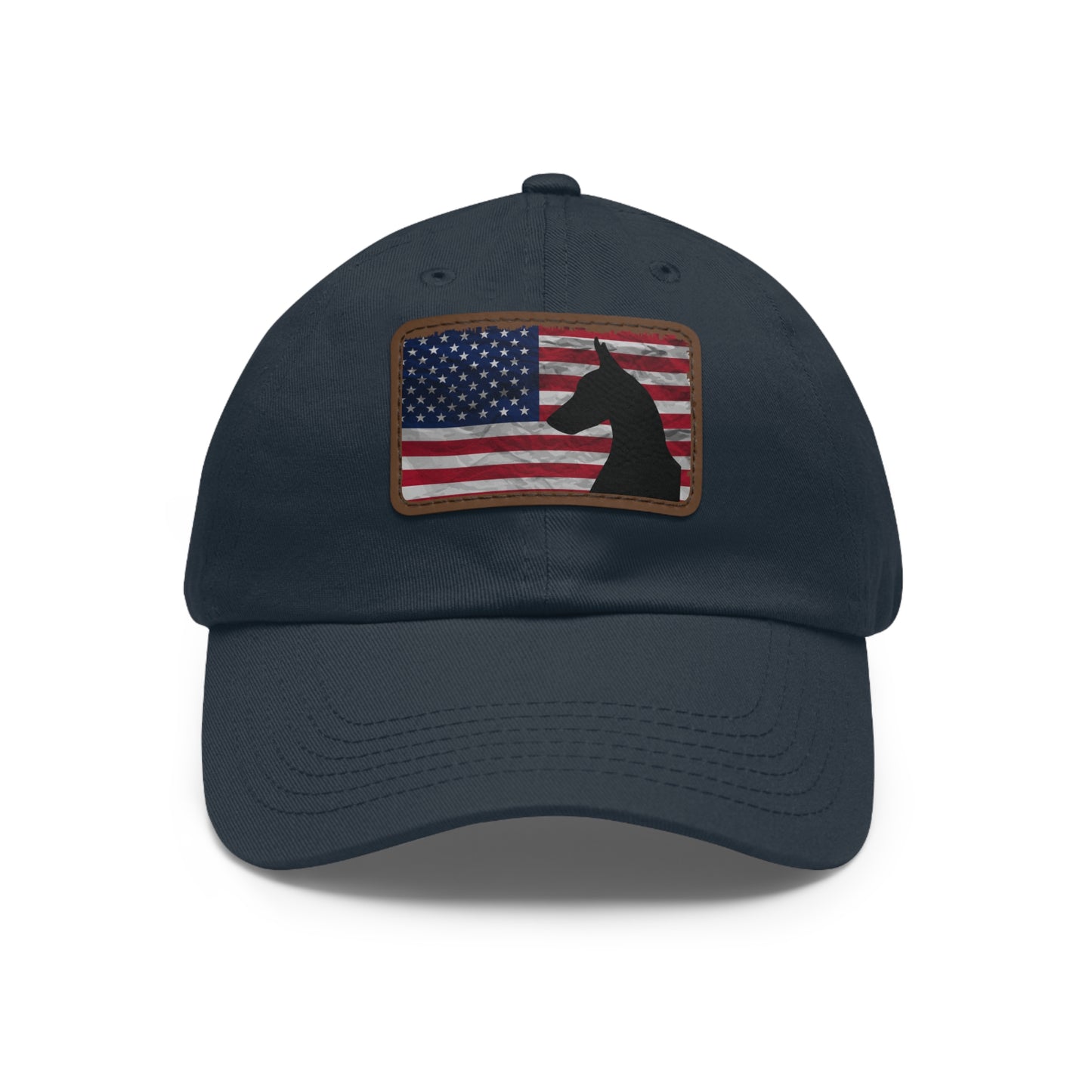 USA 1 Dad Hat with Leather Patch (Rectangle)