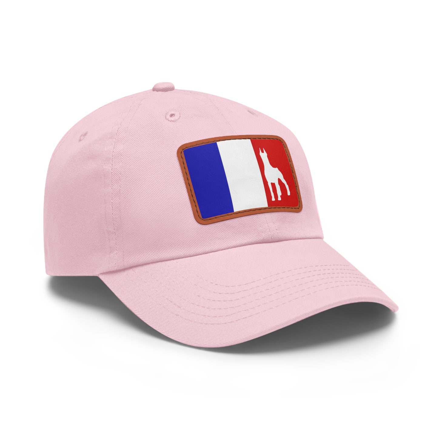 Doberman France Protect 1 Dad Hat with Leather Patch (Rectangle)