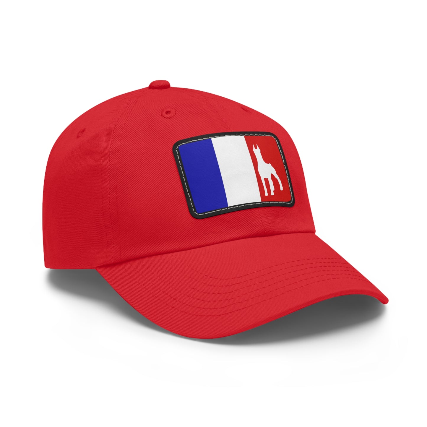 Doberman France Protect 1 Dad Hat with Leather Patch (Rectangle)