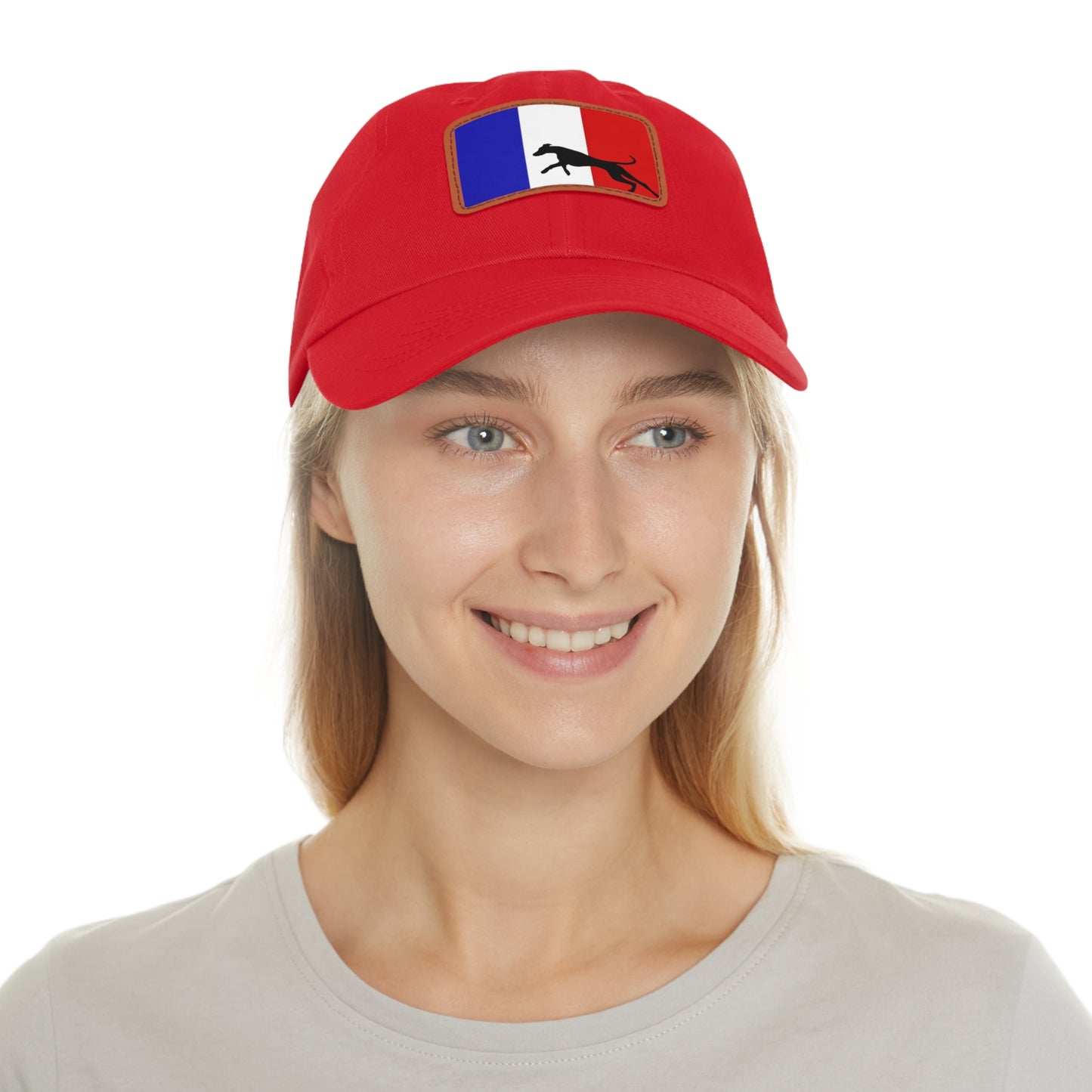 Doberman France Protect 2 Dad Hat with Leather Patch (Rectangle)