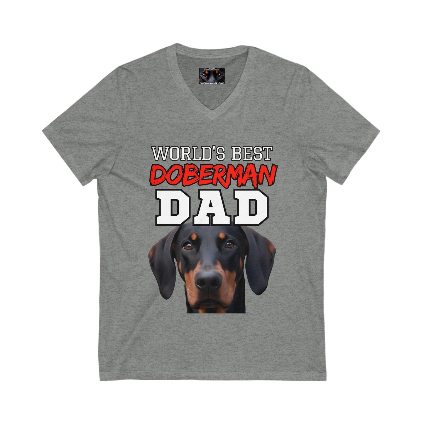 Doberman Dad S3 Private Label Unisex Jersey Short Sleeve V-Neck Tee