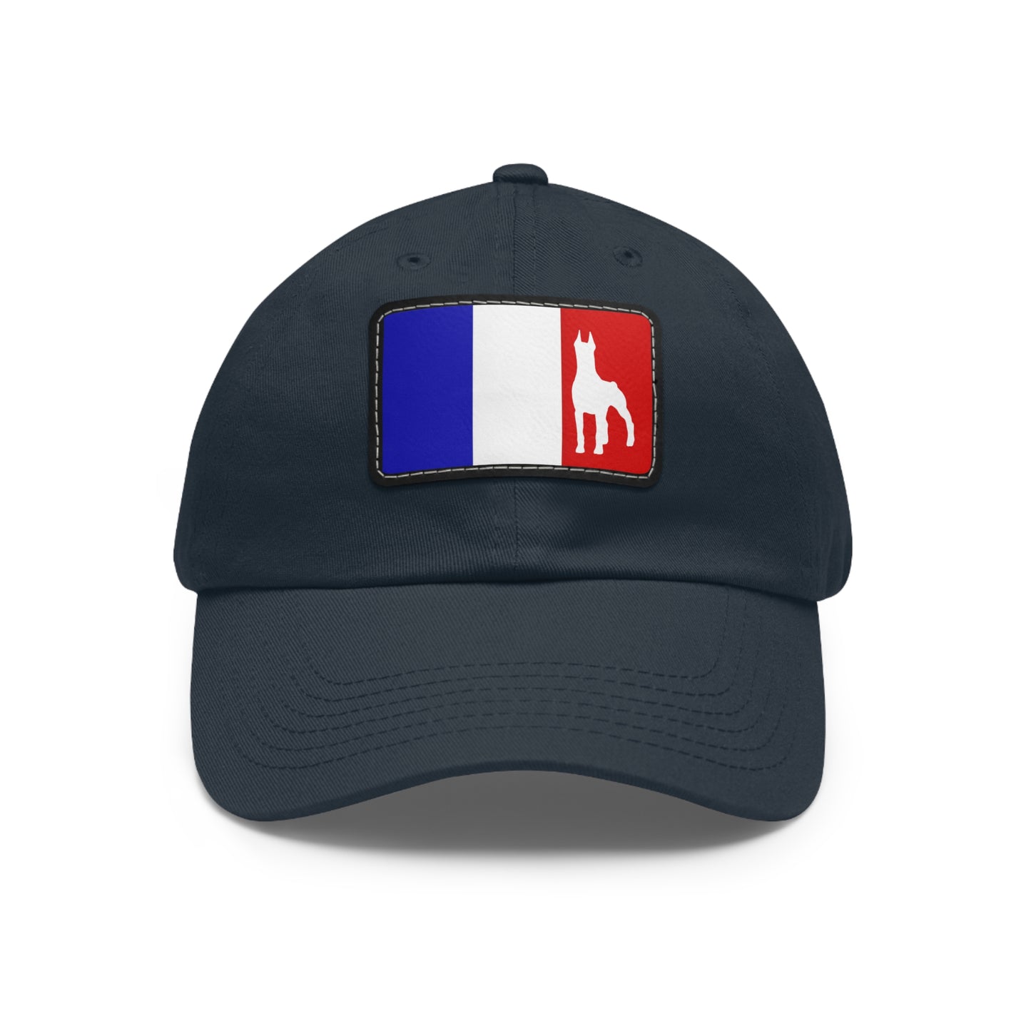 Doberman France Protect 1 Dad Hat with Leather Patch (Rectangle)