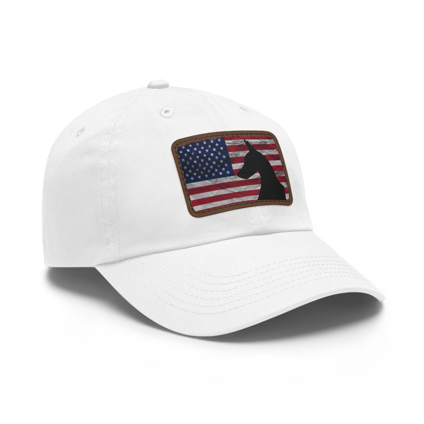 USA 1 Dad Hat with Leather Patch (Rectangle)