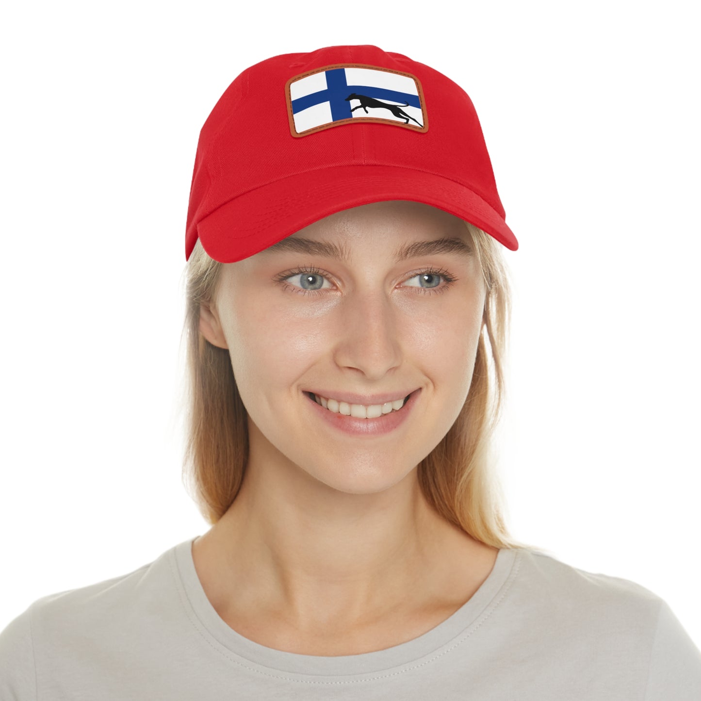 Doberman Protect Finland 2 Dad Hat with Leather Patch (Rectangle)