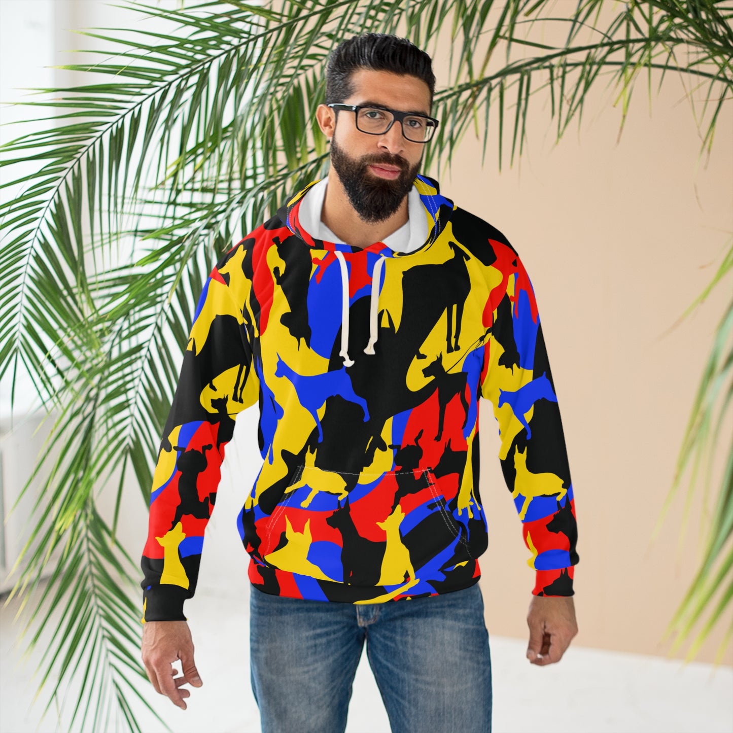 Doberman Camo 9 Unisex Pullover Hoodie (AOP)