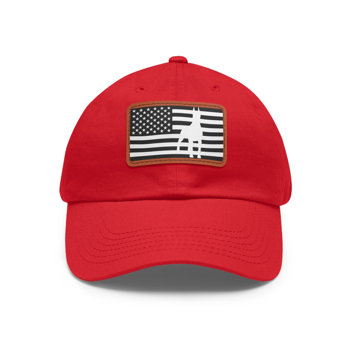 Doberman Protect 1 Dad Hat with Leather Patch (Rectangle)
