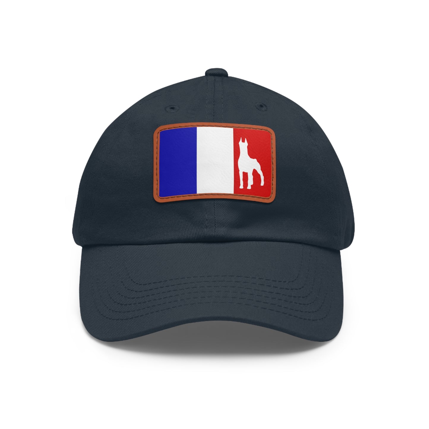 Doberman France Protect 1 Dad Hat with Leather Patch (Rectangle)