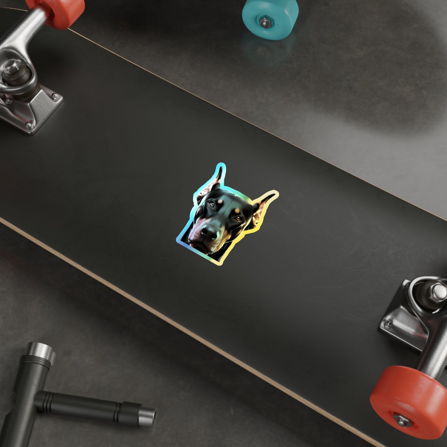 Custom Vivid Holographic Doberman Stickers - Eye-Catching Die-Cut Design